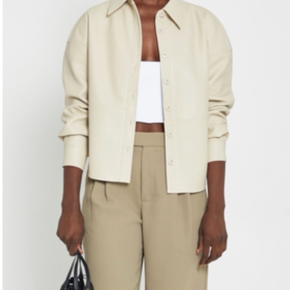 Kourt Tops - Vegan Leather Shirt in Sand (NWT)